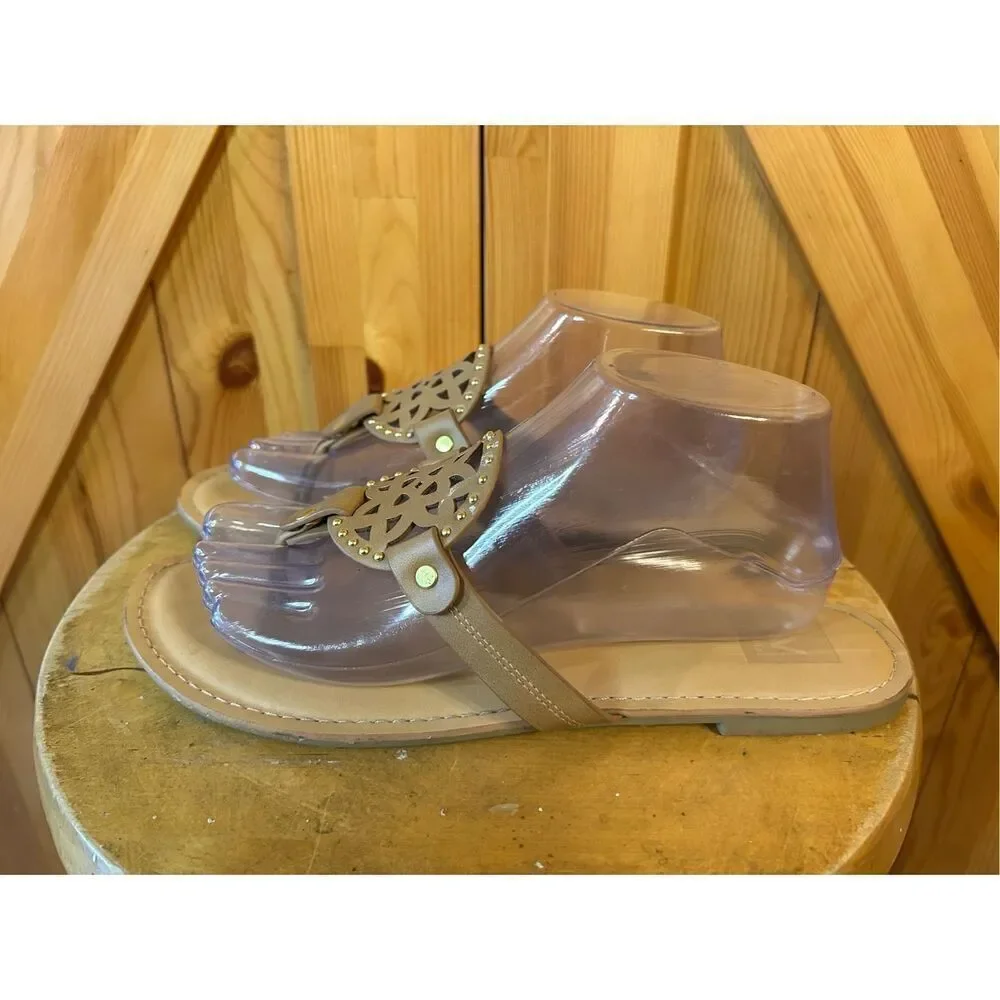 DV Dolce Vita Sandals Womens 10 Gionna Slip On Sandals Brown Faux Leather